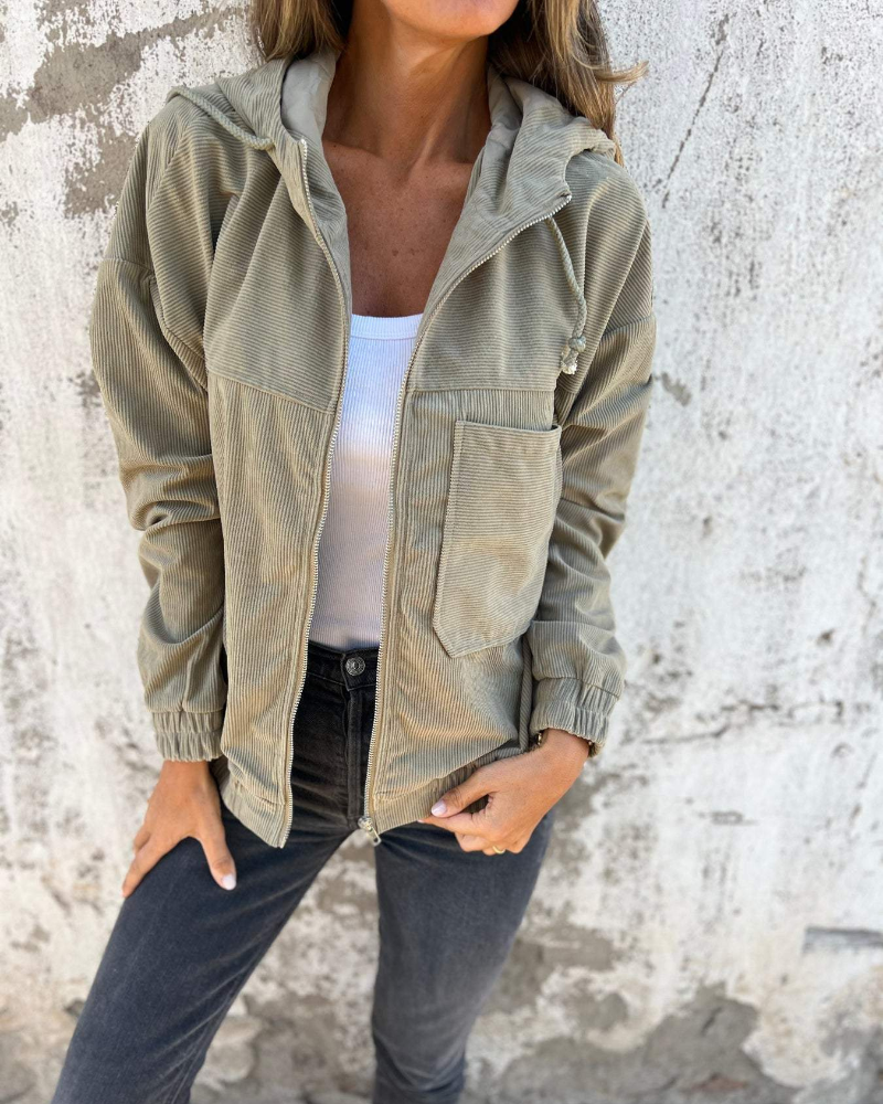 Eleonora™ | Corduroy Hoodie Jacket with Zipper
