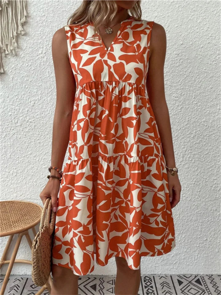 Fiorenza™ | Elegant V-Neck Summer Dress