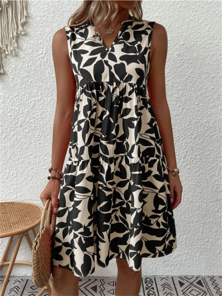 Fiorenza™ | Elegant V-Neck Summer Dress