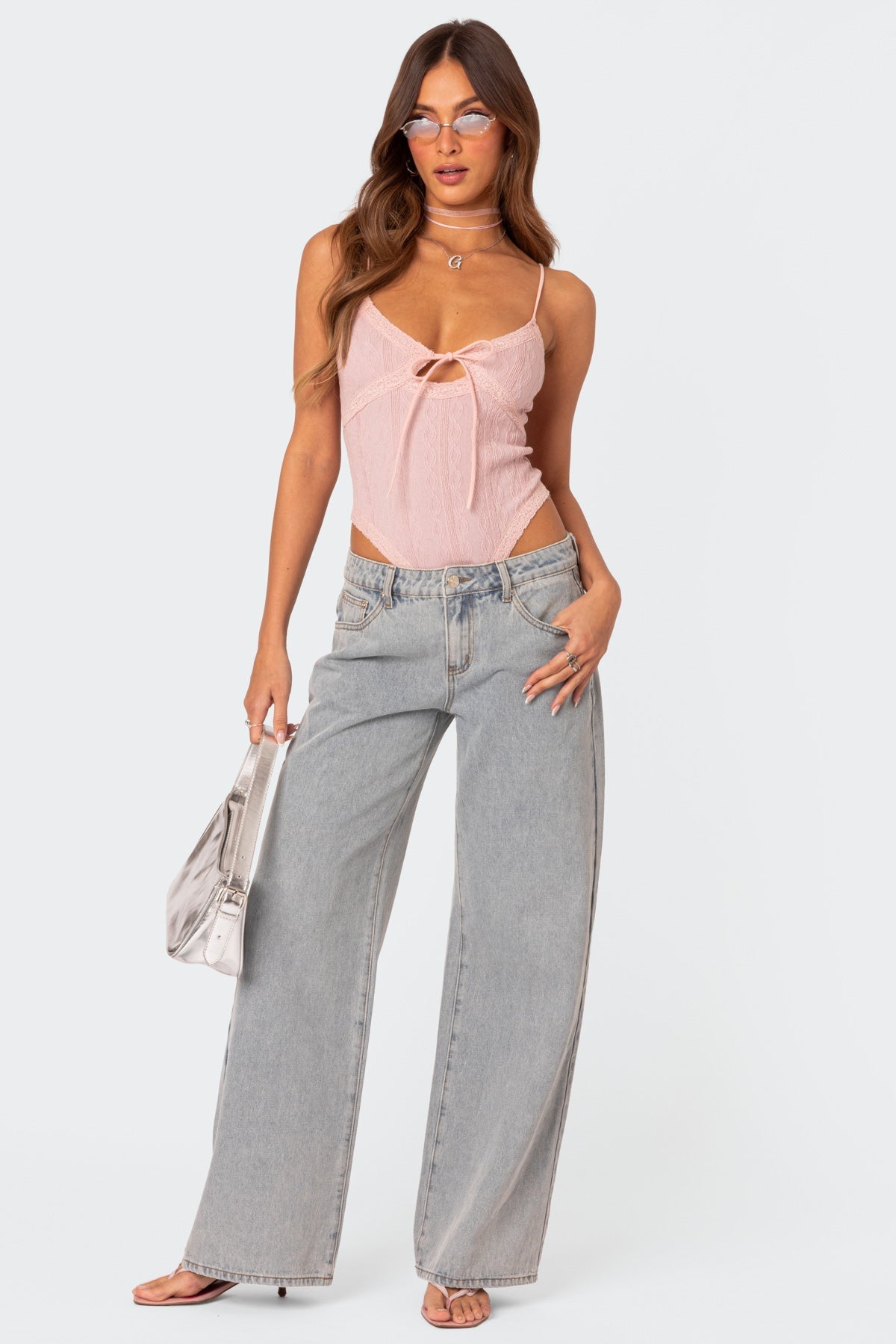 Laura™ | Bow Tie Jeans with Embroidery
